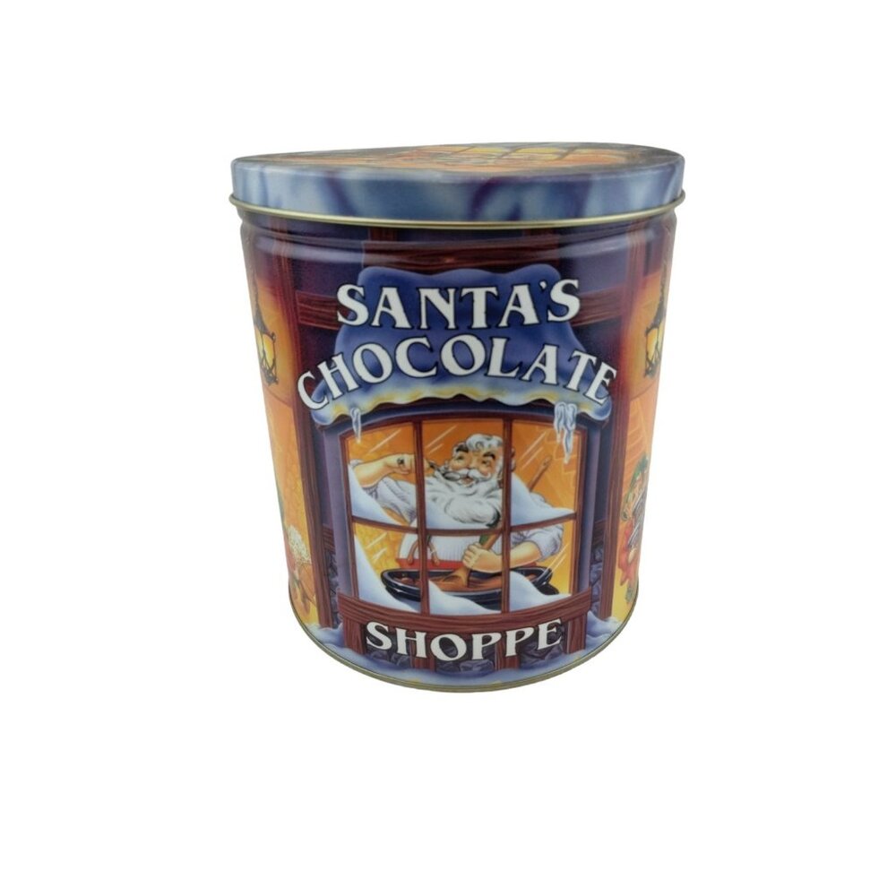 Trail's End Santas Chocolate Shoppe Decorative Collectible 7.5 inch Tall Tin